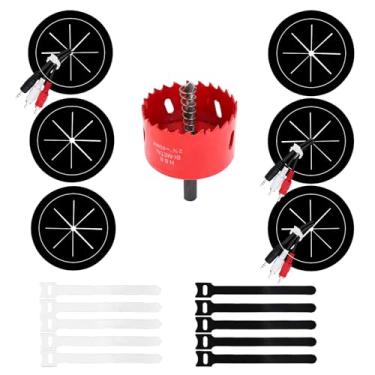 Imagem de Pacote com 6 ocultadores de cabos para TV montada na parede, 6 mm (orifício de 60 mm), kit de gerenciamento de cabos de parede, inclui 6 passagens pretas, 1 acessório de broca de serra e 10