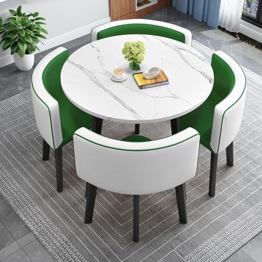Imagem de Conjunto de mesa e cadeira de bar de café da manhã, mesa redonda de jantar, assento macio para encosto, móveis de estilo moderno, café, cozinha, móveis que economizam espaço, mesas de conferência de