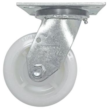 Imagem de Rodízio Nylon 52 Branco Placa Giratório Reforçado GS 52 NTE - SCHIOPPA