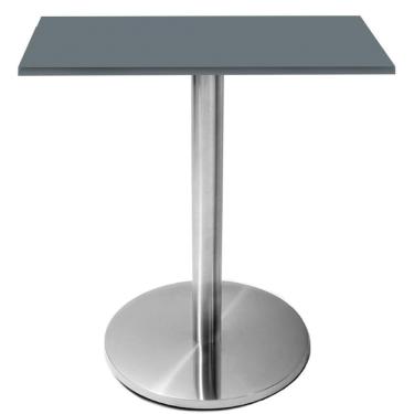 Imagem de Mesa Beta Inox 75 Cm (altura) Disco Redondo Tampo Mdp Quadrado 80 Cm (larg) X 2,50 Cm (alt) Grafito
