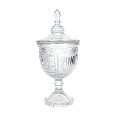 Imagem de Potiche Vanessa De Vidro Com Pé Baleiro Decoração 24,5cm - Hauskraft