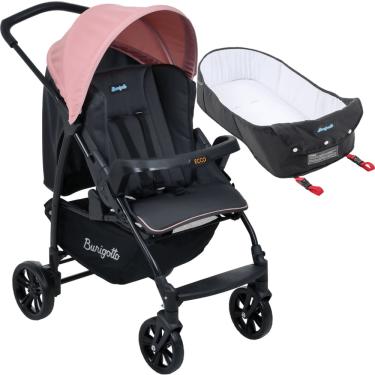 Imagem de Carrinho de Passeio + Moises Cinza Rosa Ecco - Burigotto