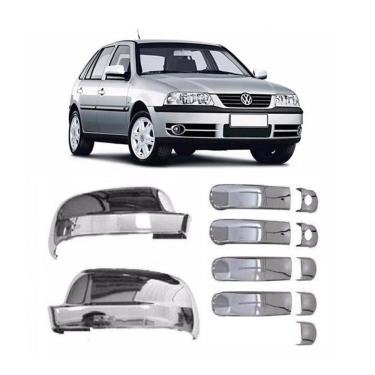 Imagem de Kit Aplique Capa Cromada Retrovisor Maçanetas Vw Gol G4 2011
