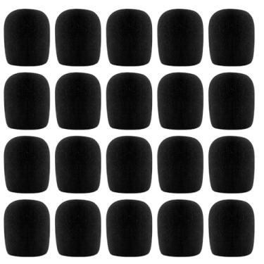 Imagem de Bonsicoky Pacote com 20 capas de microfone de espuma - capa de microfone de espuma colorida grossa para a maioria dos microfones de mão - preta
