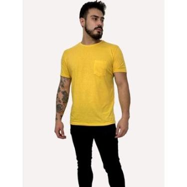 Imagem de Camiseta King & Joe Masculina Slim Eco Crewneck Pocket Amarela-Masculino