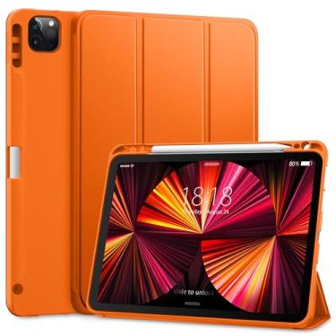 Imagem de DTTO Capa para iPad Pro de 11 polegadas, 4ª/3ª/2ª/1ª geração 2022/2021/2020/2018, capa traseira de TPU macio com suporte de três dobras e suporte de lápis embutido, também serve para iPad Air 5/4