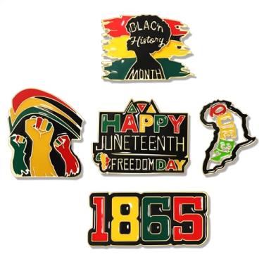 Imagem de YAHPERN Juneteenth Broches para Mulheres Negras Homens Alfinetes de Lapela Africana Esmalte 1865 Mapa Africano Punho Poder Punho Preto Queen Broche Alfinetes Africanos Juneteenth Acessórios Joias