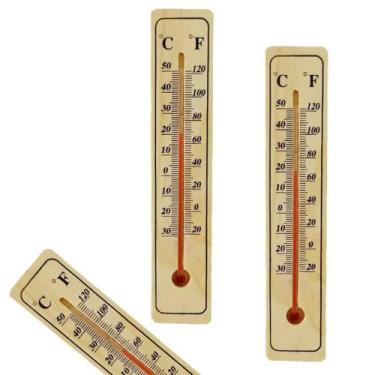 Imagem de Kit 10 Termômetro parede madeira interior Casa Sauna Graus - good home
