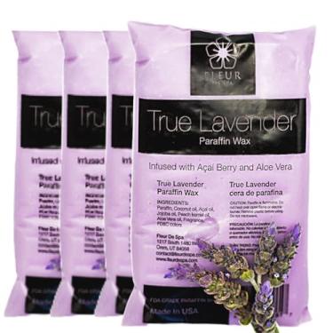 Imagem de Refil de cera de parafina de 1,8 kg para mãos e pés | FLEUR DE SPA | Feito nos EUA | Com açaí, óleo de coco, jojoba, aloe | Hidrata a pele seca - Experiência de spa em casa (lavanda)