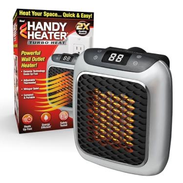 Imagem de Ontel Aquecedor prático Turbo 800 para tomada de parede com termostato ajustável, temporizador programável de 12 horas, desligamento automático – mini aquecedor de cerâmica silencioso e economiza espaço