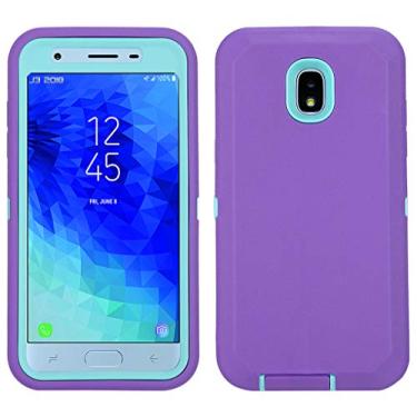 Imagem de Capa para Galaxy J3 2018 com protetor de tela integrado, capa protetora protetora resistente à prova de choque para Samsung J3 2018/Galaxy Amp Prime 3/J3 Achieve/J3 Star/J3V 2018 (roxo/menta)