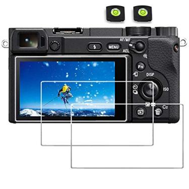 Imagem de Protetor de tela compatível com Sony Alpha A6400 A6100 A6300 A6600 Câmera digital sem espelho, capa protetora rígida de película de vidro temperado antirriscos (3 peças)
