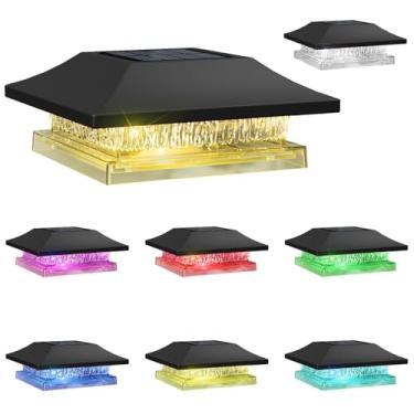 Imagem de Viewsun Pacote com 8 lâmpadas de poste solares, tampa movida a energia solar com 4 modos de iluminação à prova d'água decorativa para decoração de terraço ou jardim, serve para postes de vinil de