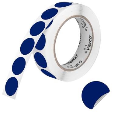 Imagem de Perco Etiquetas adesivas de ponto redondo azul escuro de 2,5 cm com adesivo removível - 1.000 etiquetas/rolo - Versátil, cores vibrantes, retenção confiável, sem resíduo, perfurado para uso