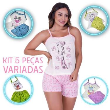 Imagem de Kit com 5 baby doll malha short doll alcinha pijama de bichinho person