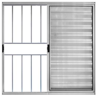 Imagem de Janela De Alumínio Veneziana 100x120cm 3 Folhas Grade Brilhante