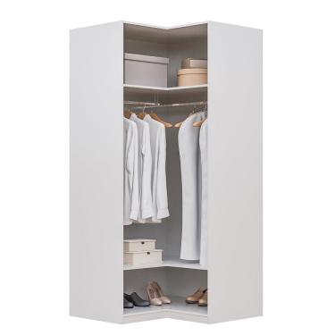 Imagem de Guarda Roupa De Canto Reto Modular 95cm Sem Portas Com Cabideiros Jade Cabecasa Branco