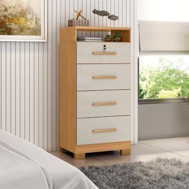 Imagem de Cômoda Com Chave 4 Gavetas Primordial Max Zanzini Madeira Off