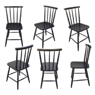 Imagem de Jogo 6 cadeiras de jantar colonial brisa em madeira - SCHOLL, PRETA