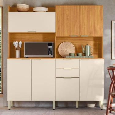 Imagem de Cozinha Compacta Pitaya 7 Portas 2 Gavetas Cinamon/Off-White - Demobil