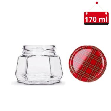 Imagem de 15 Un. Pote de vidro sextavado 170 ml com tampa e lacre - Nadir Figuei