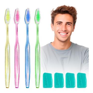 Imagem de Escova De Dente Grande Cerdas Duras Capa Proteção 4 Unidades - Sunny