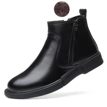 Imagem de Myallfeet Botas Chelsea Chukka De Couro Pelúcia Pretas Masculinas Tamanho 9