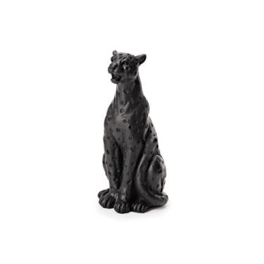 Imagem de Escultura Decorativa Adorno Enfeite Sala Leopardo Poliresina Animal Pa
