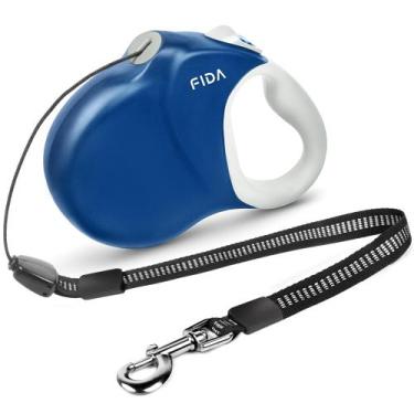 Imagem de Coleira retrátil para cães Fida atualizada 9 m, pesada, 50 kg, azul
