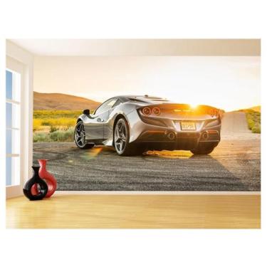 Imagem de Papel De Parede 3D Carro Ferrari Prata Sol Sport 3,5M Car99 - Você Dec