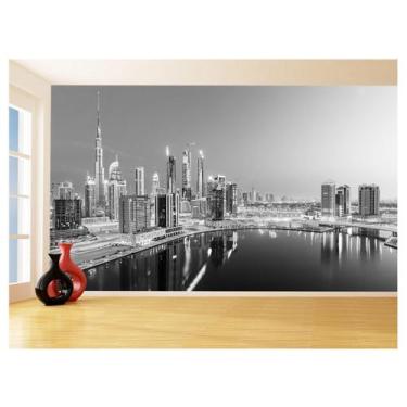Imagem de Papel De Parede 3D Cidade Dubai Preto Branco 3,5M Ncd249 - Você Decora