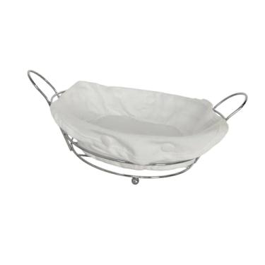 Imagem de IEUDNS Cesta de pão de arame, fruteira, multiuso, grande capacidade, cesta de doces, recipiente de armazenamento para sala de jantar, cozinha de fazenda, Prata