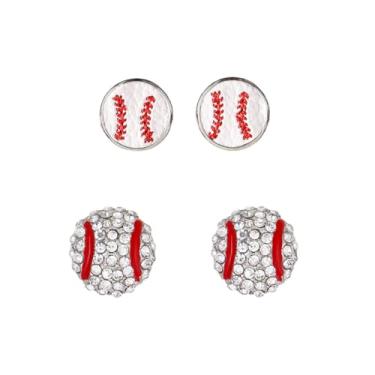 Imagem de Brincos esportivos femininos com glitter, 2 peças, strass, beisebol, futebol, basquete, rubby, presentes divertidos, fãs de esportes, amantes, capacete, brinquedo, bola esportiva, middle, Acrílico