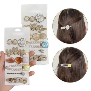 Imagem de Kit 12 Presilhas Bico De Pato Modelo Pedras Strass Alto Luxo - Grampo 