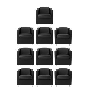 Imagem de Kit 10 Poltronas Bia Decorativa Reforçada Recepção Clínica Salão Sala De Estar Courino