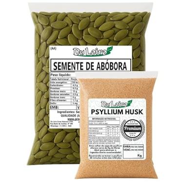 Imagem de Kit Semente de Abóbora Crua Sem Casca Verde 500g + 100g Psyllium