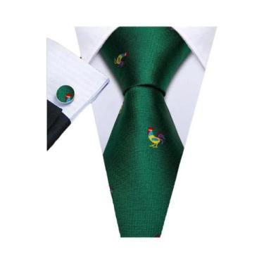 Imagem de Conjunto de Gravata e Abutões Masculinos - Verde Menta, Cerceta, Oliva
