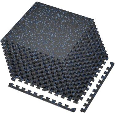 Imagem de SUPERJARE Tapetes De Exercícios Com 12 Peças 48 Pés Quadrados Borracha E 0,4 Pol. Espessura, Espuma Eva Alta Densidade Parte Superior, Piso Academia Interligado Para Doméstica, Tapete Treino Proteto