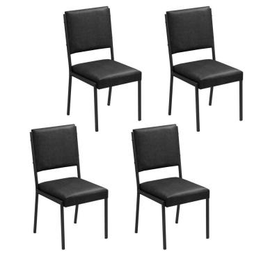 Imagem de Conjunto 4 Cadeiras para Sala de Jantar Lisboa Preto