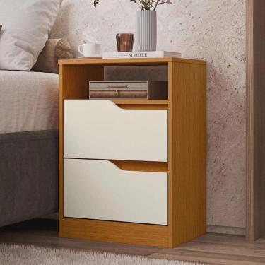 Imagem de Mesa De Cabeceira 2 Gavetas Sem Pés Sole Albatroz Nature Titanium