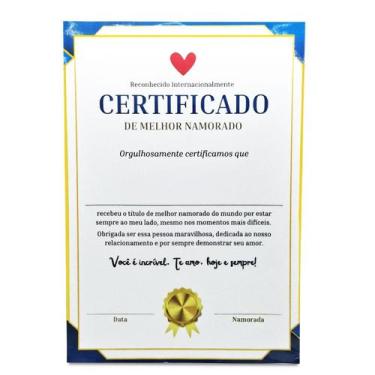 Imagem de Certificado Melhor Namorado do Mundo Personalizado com Nome - Flash