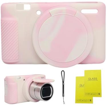 Imagem de Capa para câmera Sony ZV-1, ZV1, capa macia de borracha com capa de lente removível, capa macia antiarranhões com protetor de tela ZV1 e alça de pulso. (rosa misto)