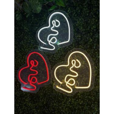 Imagem de Painel Led Neon Letreiro Luminoso Coração Love 32x25cm - Comercial Luv