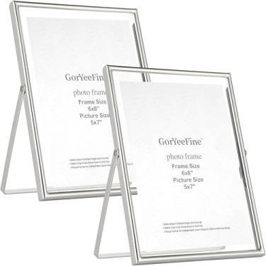 Imagem de Conjunto de 2 porta-retratos flutuantes de metal prata premium, 15 x 20 cm, para tamanhos de foto (9 x 12 x 15 x 17 cm), molduras elegantes para casamento e decoração de casa, fácil substituição de
