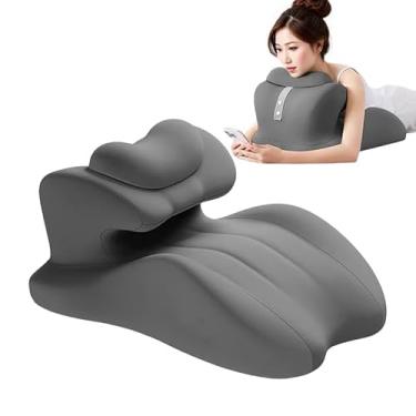 Imagem de Xiamenzcx Almofada de dormir multifuncional, almofada de leitura ajustável, suporte de cintura, adequada para ler e assistir TV na cama, adolescentes e adultos, com fronha lavável (cinza).