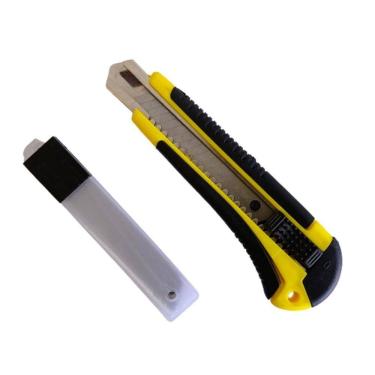 Imagem de Kit Estilete Profissional 18Mm Cabo Emborachado Com 4 Lâmina