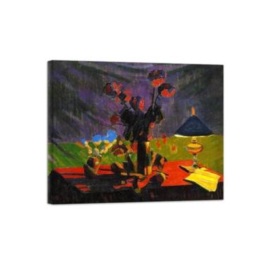 Imagem de Natureza Morta Quadro Parede em Tela-Famosas Pinturas para Sala de Jantar-Luminária-Decoração Cozinha Vintage 50x60cm Tela Embrulhada