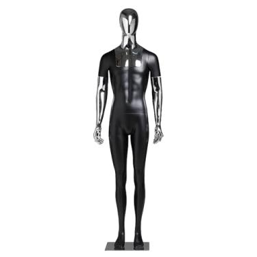 Imagem de Manequim masculino de 75,6 polegadas de altura, corpo inteiro, torso de fibra de vidro destacável e braços galvanizados, manequim em pé(Black1)