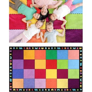Imagem de OLEEK Tapete grande para sala de aula 20 x 25 cm - Tapetes de sala de aula para quarto de crianças - Tapete de sala de aula primário - Tapete para sala de jogos infantil 20 x 25 cm - Tapetes