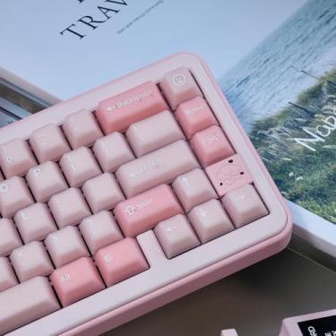 Imagem de Conjunto de teclas 164 teclas PBT Doubleshot Cherry Profile Sakura Pink translúcidas para teclado mecânico 61/64/87/104/108 Cherry Mx Switches